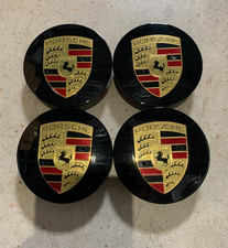 Genuine Original Porsche Gloss Black Convex Center Caps 76mm Qty 4 Genuine Original Porsche Gloss Black Convex Center Caps 76mm Qty 4