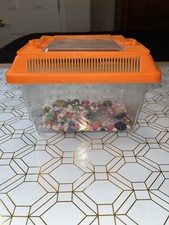 Rectangular Kritter Keeper Mini w/Orange Vented Lid - Pet Holding Habitat -7x4x5