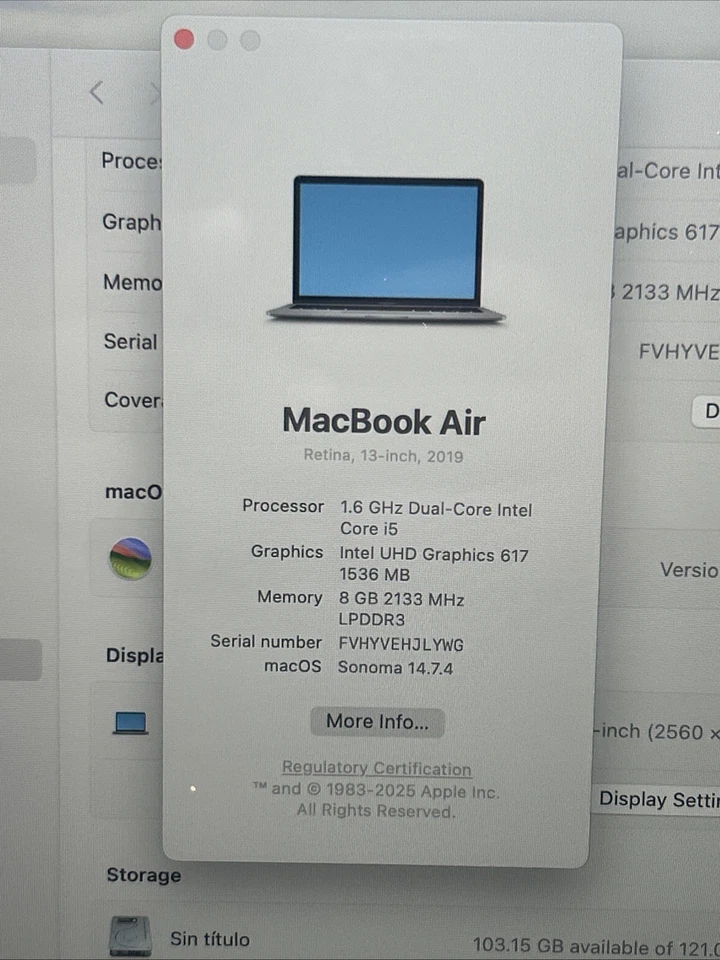 Apple MacBook Air 2019 13” i5 8GB 128GB SSD – Good Condition! - Image 3 of 4