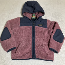 L.L. Bean Jacket Youth S4 Sherpa Fleece Full Zip Colorblock Elbow Patch