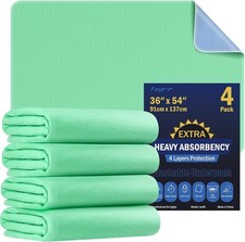 4 Pack 36  x 54  Extra Heavy Absorbency Washable Underpads, Waterproof