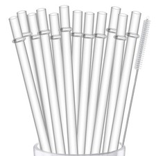 ALINK 12-Pack Reusable Plastic Clear Straws, 13 inch Extra 13 INCH, 