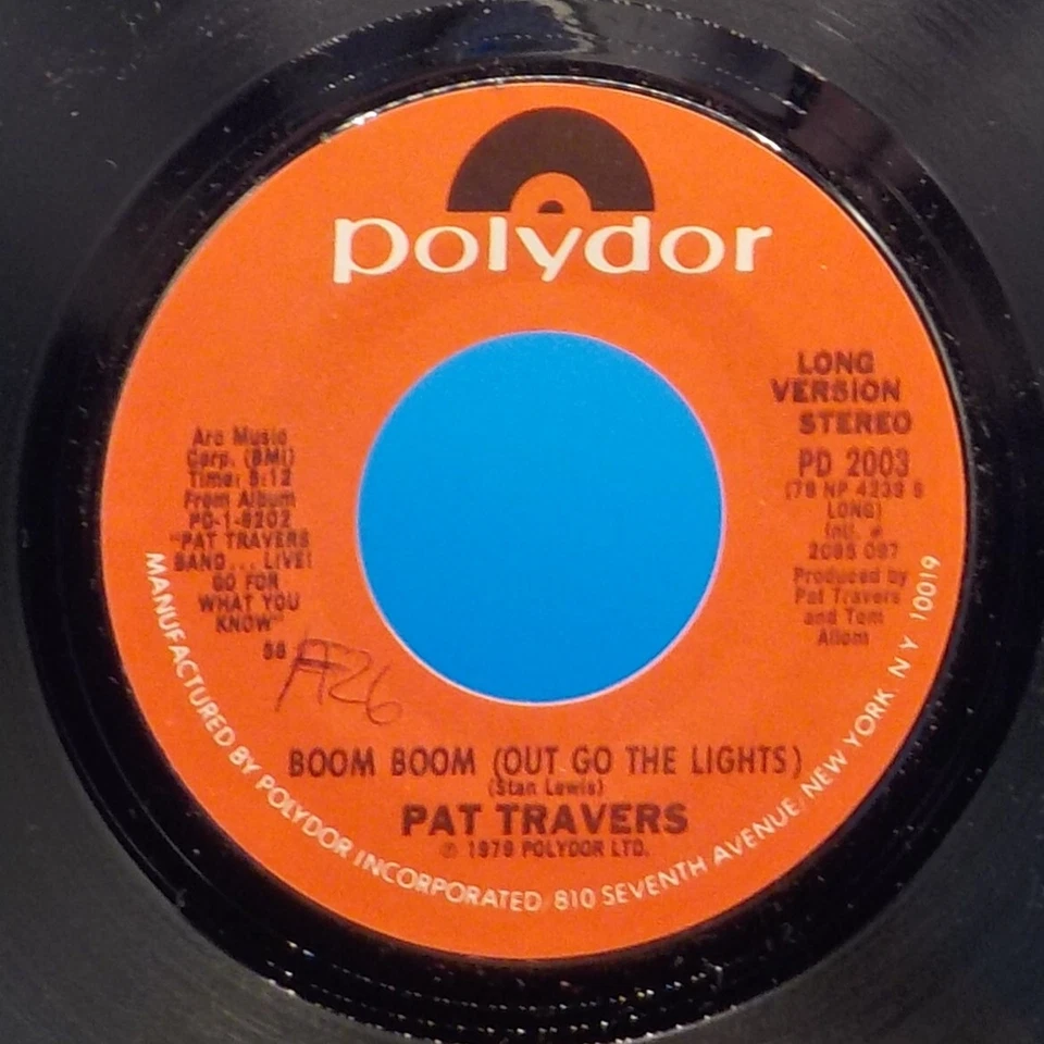 Pat Travers 45 Boom Boom (Out Go The Lights) / Go All Night NM / NM EX E5 Foto 2 de 3