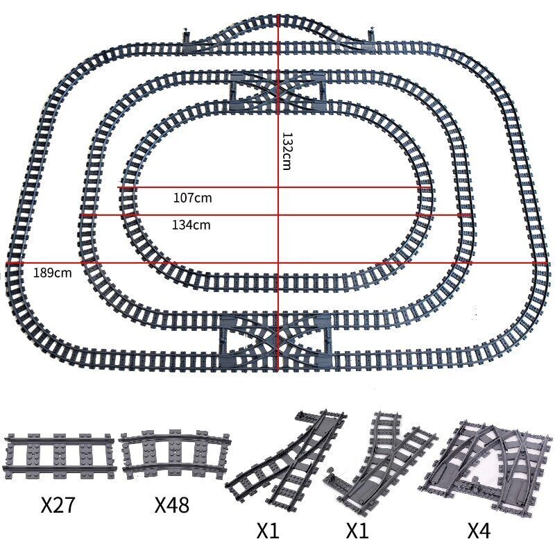 Track Straight Curved Crossing Rail for Lego Train Building Block DIY ...