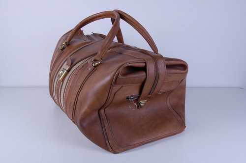 Borsone vintage in pelle grande borsa da viaggio complemento arreddo accessorio - Imagen 2 de 12