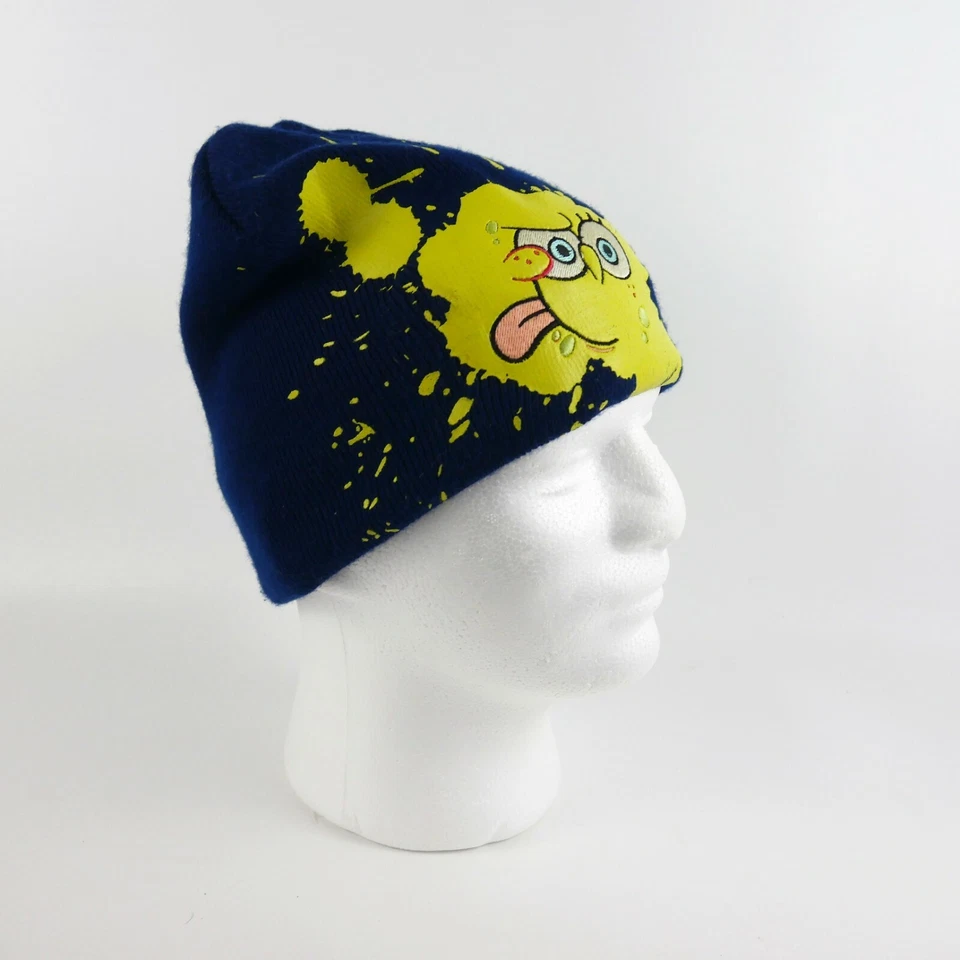 Boné gorro Nickelodeon Bob Esponja azul marinho inverno meninos jovens tamanho 4 a 16 - Imagem 2 de 4