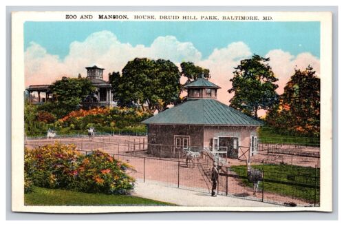 Zoo & Mansion, Druid Hill Park Baltimore Maryland MD Postcard