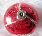Vintage 2.25" MERCURY GLASS ROUND BALL Christmas ORNAMENT RED w/ Silver Glitter — photo 9