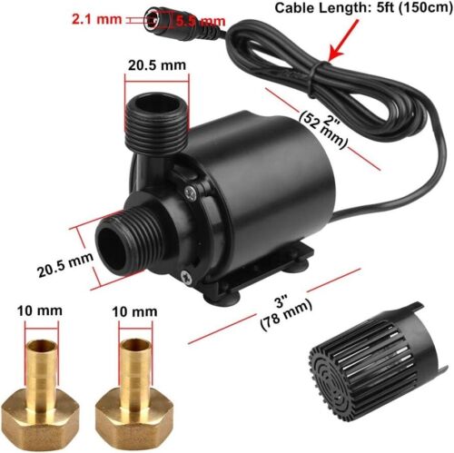Versatile 12V Submersible Water Pump with 14' Lift for Hydroponics & Fountains - Picture 8 of 8