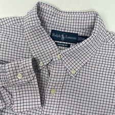 Ralph Lauren Men's XL Custom Fit Pink Blue Plaid Long Sleeve Button Down Shirt