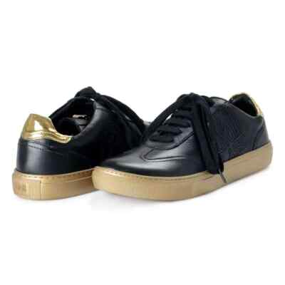 Sneakers Shoes Cavalli Class Men's Black Leather Fashion  Size 8, 10