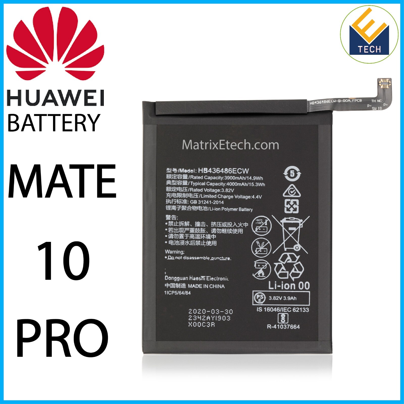 Huawei Mate 10 Pro Replacement Battery (HB436486ECW)-image
