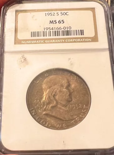 1952 S Franklin Half Dollar NGC MS65