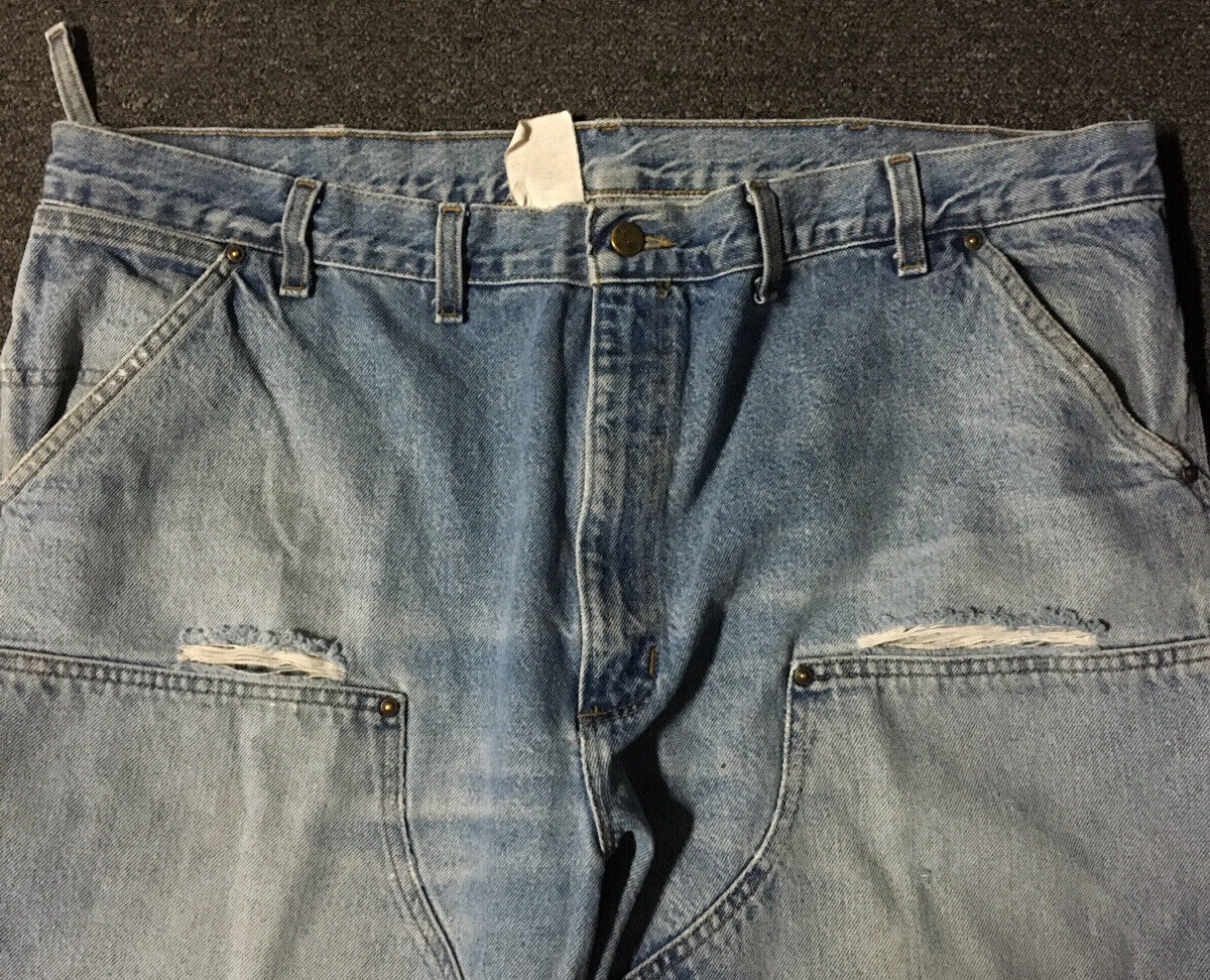 Vtg Carhartt Double Knee Faded Distress Jeans 43 USA Grunge Vtg Carhartt Double Knee Faded Distress Jeans 43 USA Grunge