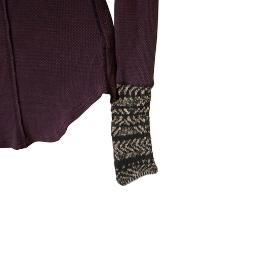 Free People Hensley Purple Waffle Knit Patterned Cuffs Womens XS Cozy Beach Fav - Picture 7 of 10