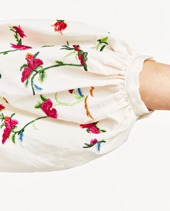 OFF WHITE abito donna zara avorio ecrù bianco sporco ricamato floreale taglia XS prezzo di listino 59 99