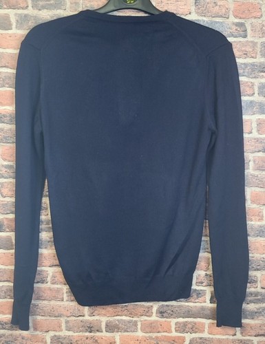 VERSACE COLLECTION Men's Size Medium Navy Blue 100% Wool V-Neck Sweater - Picture 6 of 11