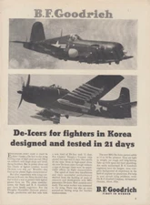 B F Goodrich De-Icers for Korea fighters Corsair & Skyraider ad 1952