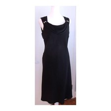 Dawn Joy Black Midi Dress Cowl Neck Sleeveless Party Cocktail Dress Sz 6 /#6231