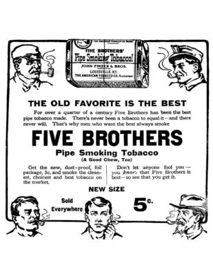 Five Brothers Pipe Smoking Tobacco Vintage 1908 Newspaper Ad Photo 8