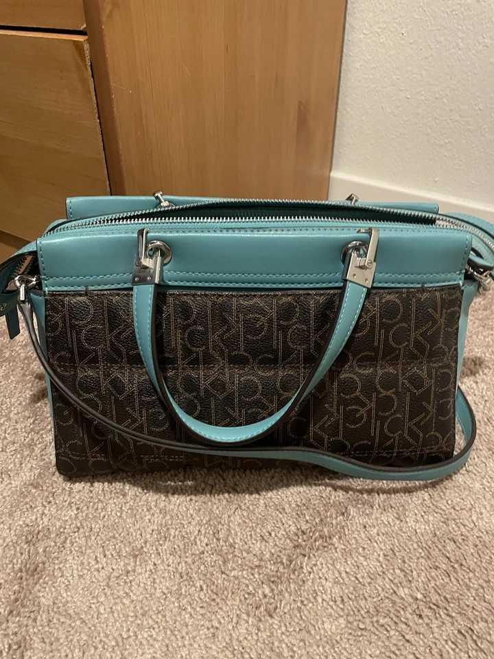 Calvin Klein Teal And Brown Purse  - Image 3 of 4