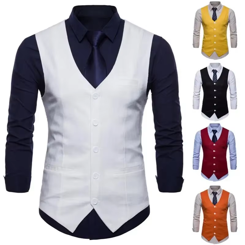 Men's Suits Vests Wedding Groom Tuxedo Formal Business Waistcoat Interior Outfit