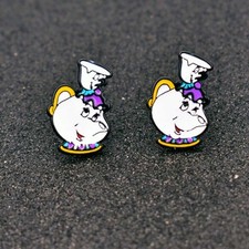 Disney's Beauty and The Beast Mrs. Potts  Chip ENAMEL STUD EARINGS APPROX. 1/2"
