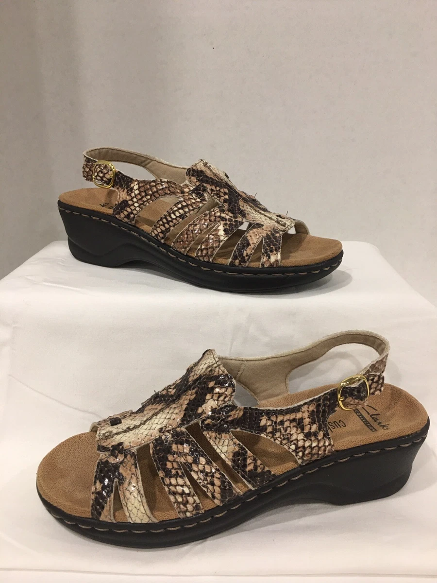 Clarks Lexi Marigold Snake Skin Python Leather Sling Back Sandals