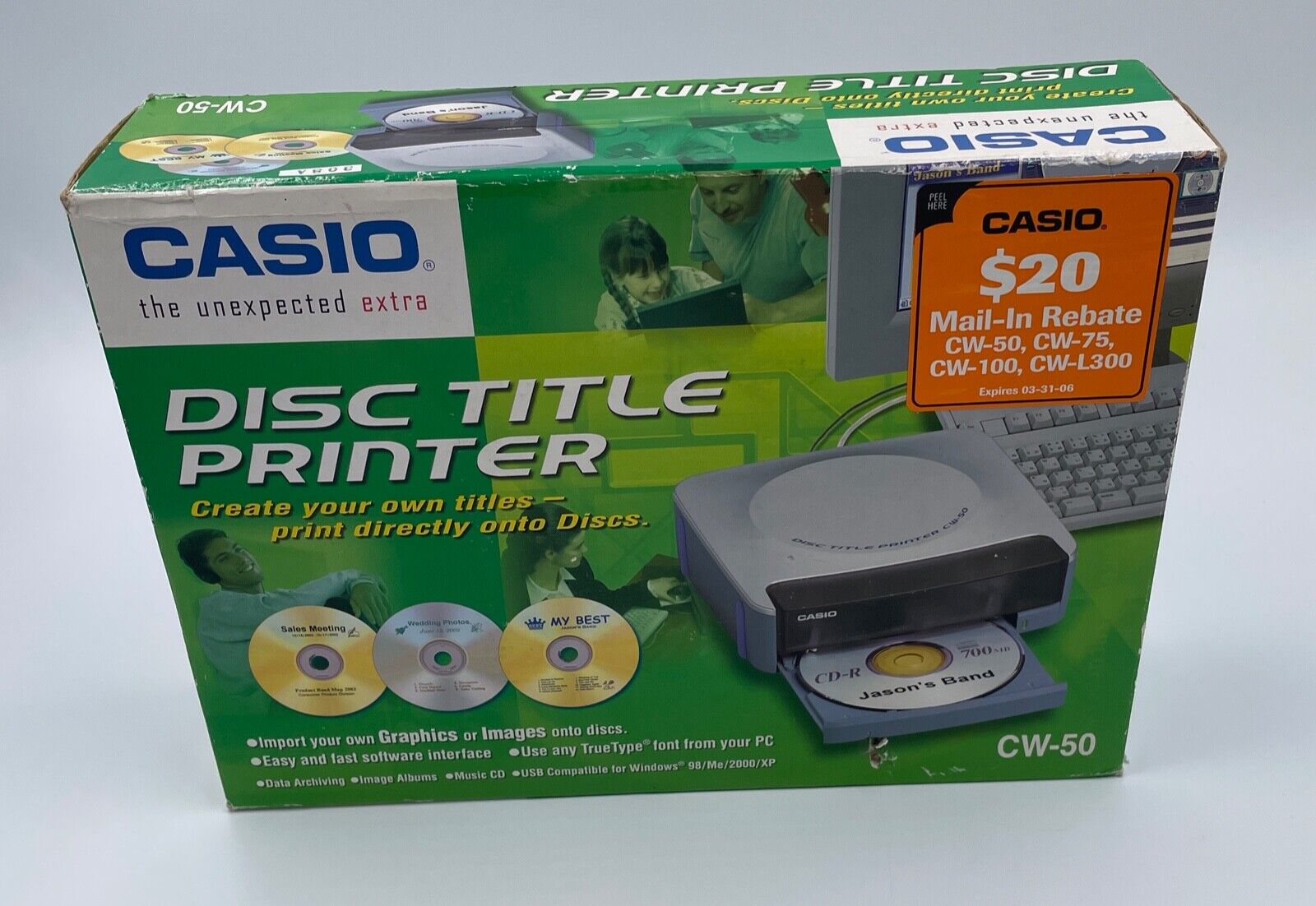 NEW Casio CW-50 CD/DVD Disc Title Printer NOS 