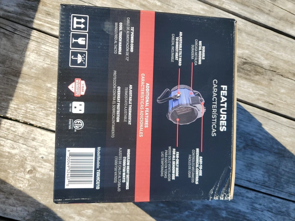 VisionAir 1VAHCU10 1500/750W 10" Ceramic Utility Fan Heater Up To 160sq Ft New - Image 3 of 4