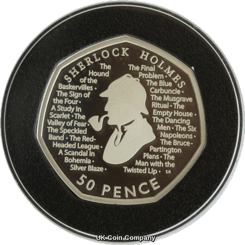 2019 Sherlock Holmes Conan Doyle Silver Piedfort Royal Mint 50p Fifty Pence Coin - Picture 5 of 7