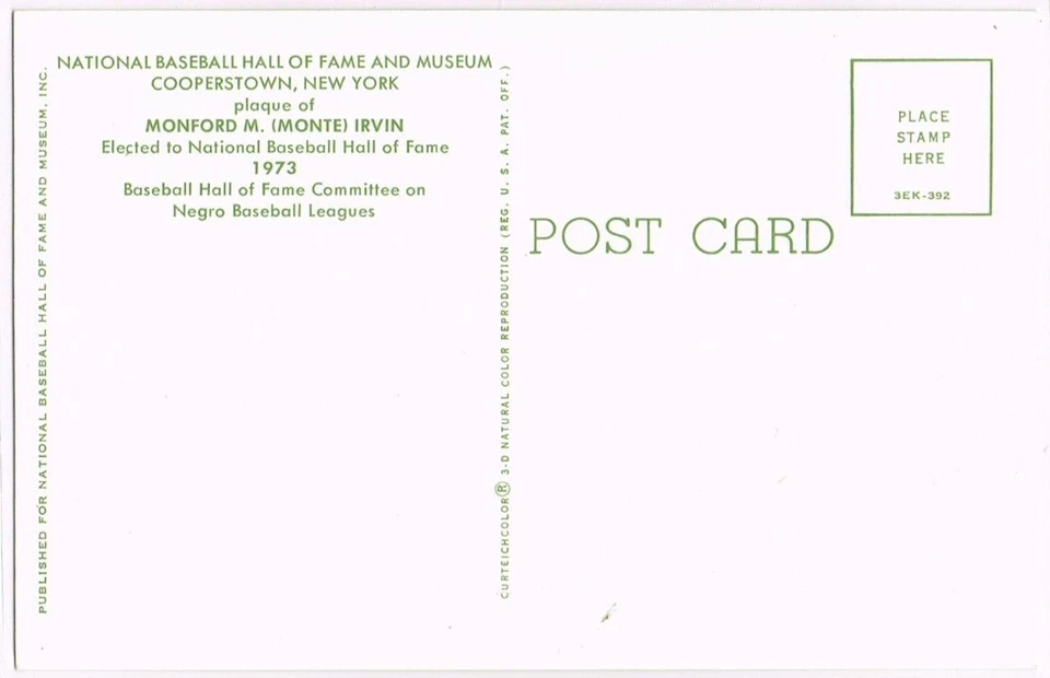 041, Autógrafo Original PSA/DNA de Monte Irvin (1) en una Placa Postal HOF Foto 2 de 3