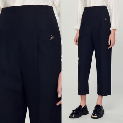 Sandro Gary high waist wool blend trouser U.S4/ SANDRO 36 $340
