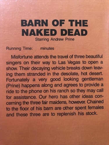 Barn of the Naked Dead (VHS, 2000) Andrew Prime, Manuella Theis 1988 (R) - Picture 4 of 5