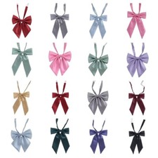 Women Lady Solid Grids Checks Necktie Bow Tie Party School Casual Neck Wear