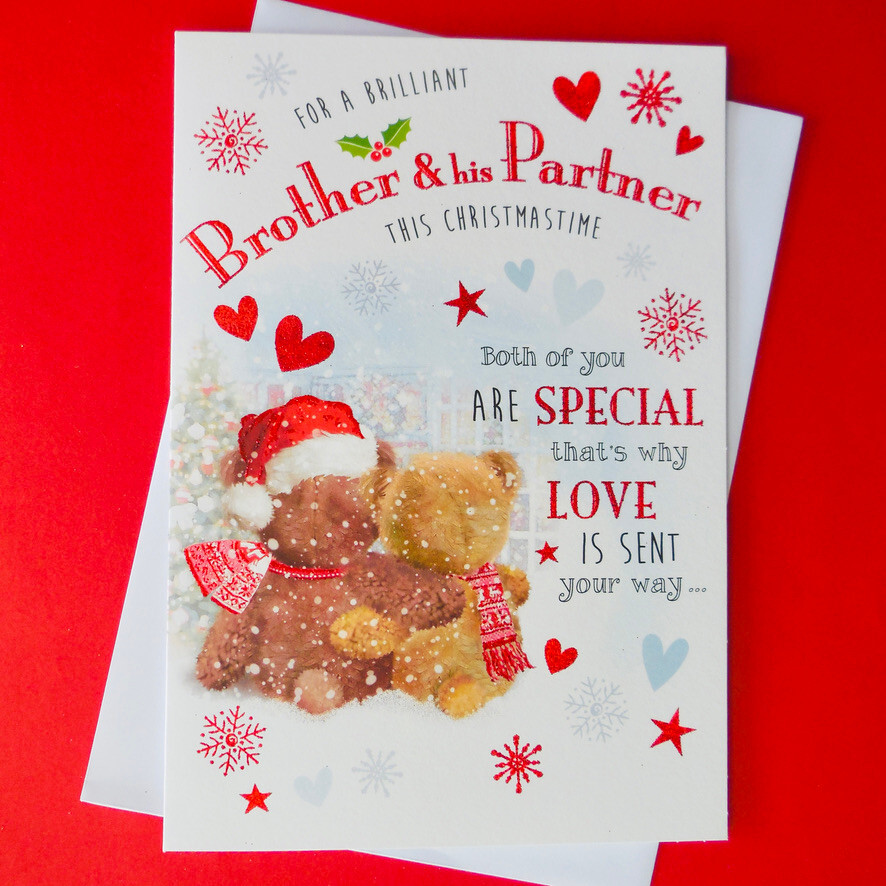 Brother And His Partner Christmas Card 9""x6"" Girlfriend Boyfriend