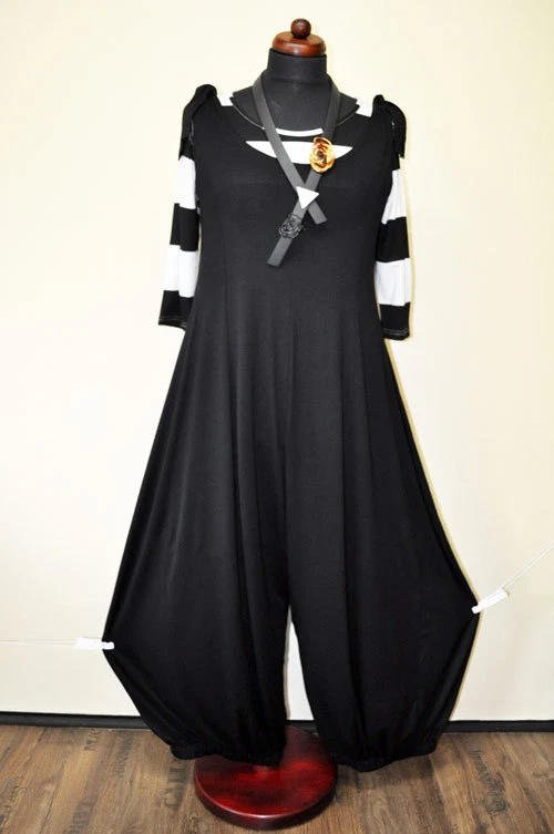 Lagenlook Traum-Overall  weiter Ballon-Stil tiefer Schritt BLACK 42,44,46,48,50 - Bild 2 von 3