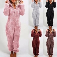 jumpsuit pajamas, Jumpsuit Hoodie Adult Zip Sleep Pajamas Warm Nightwear