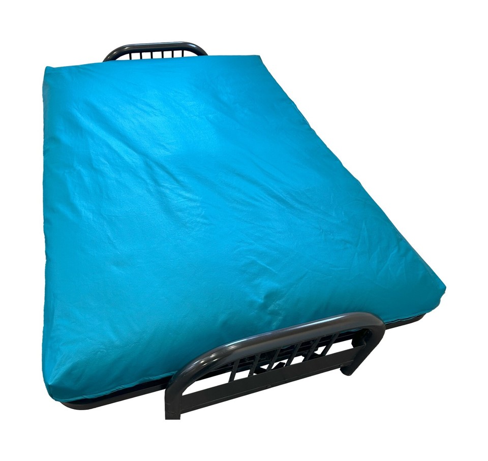 Full Turquoise Leather Vinyl Futon Cover, Mattress Slipcovers, Bed