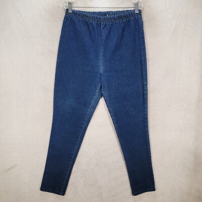 Vtg Hunters Run Womens Jeans Size L Blue Denim Stretch Pull On Slim Skinny Ankle