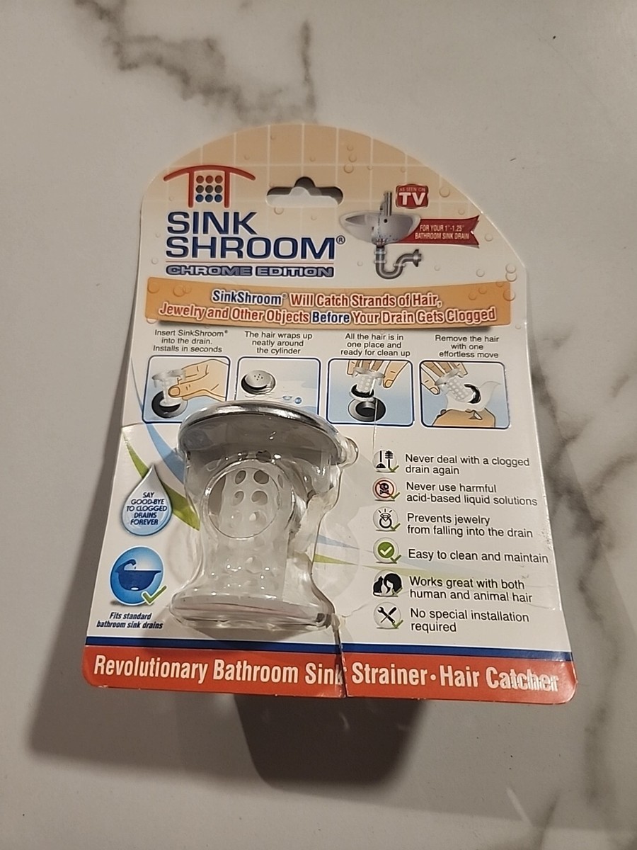 SinkShroom® Chrome Award-Winning Drain Hair Catcher Strainer Snare