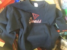 vtg 80s Guess Sweater Sweatshirt OSFA Georges Marciano dark Blue USA