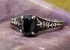 Wheeler Mfg. Vintage 925 Sterling Designer Signed Hematite Stone Ring Sz 6