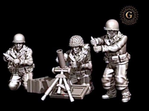 WW2 US Infantry Medium Mortar Unit - Wargames and Collectors 28mm 1/56 4 Figures - Picture 6 of 8