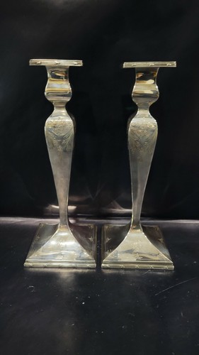ANTIQUE VINTAGE SOLID STERLING CANDLESTICKS HOLDERS, 518 grams - Picture 3 of 12