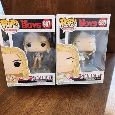 Funko Pop! The Boys Starlight Bodysuit #987 & 980 Figure Set Lot Damaged Boxes