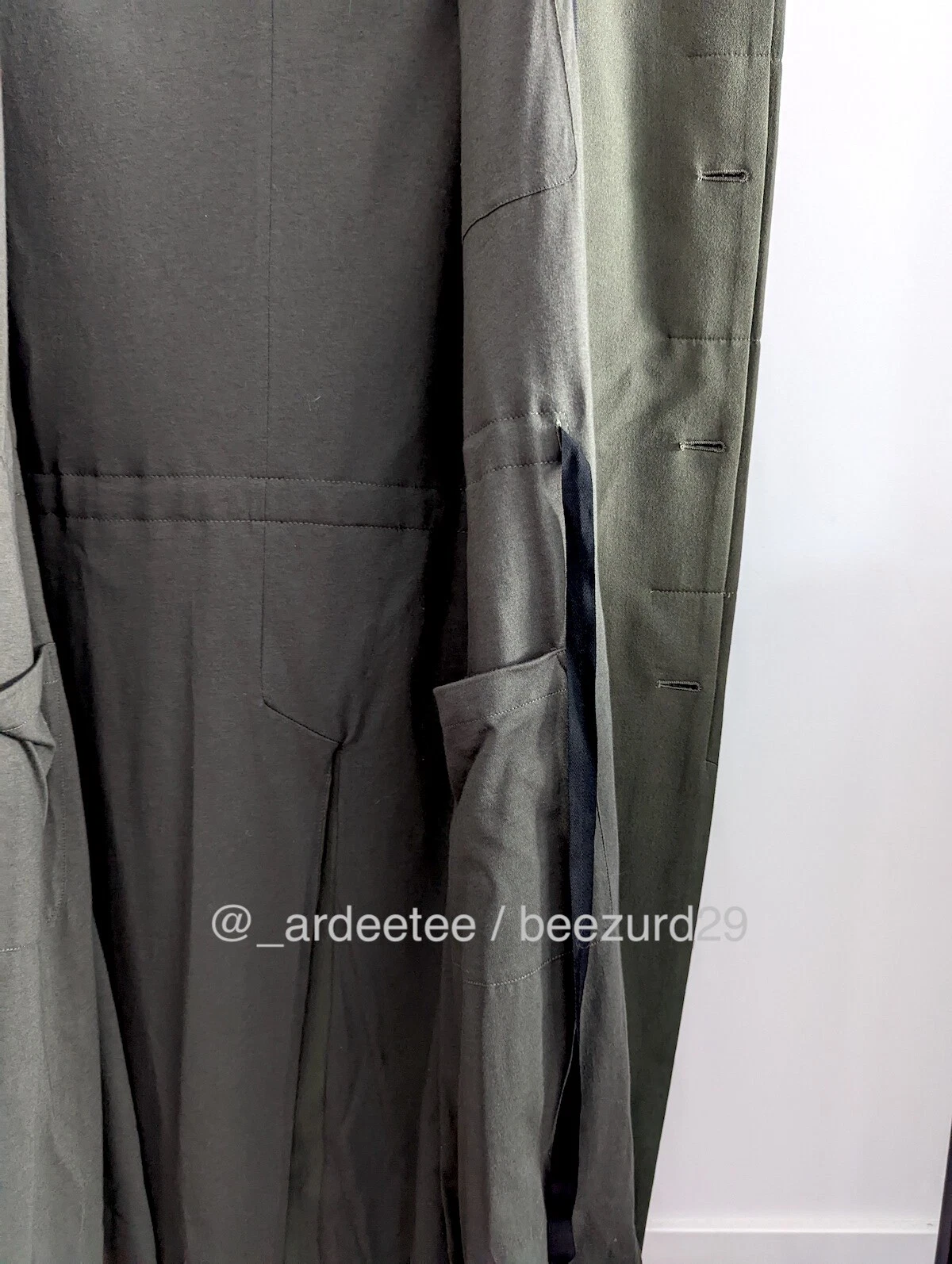*NWT* HAIDER ACKERMANN AZURITE SILK JERSEY LONG COAT $3,000 (GREEN/KHAKI 48) - product detail image 8
