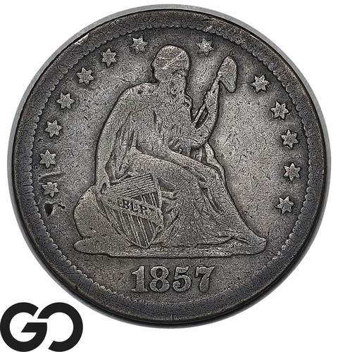 1857 Seated Liberty Quarter, Choice Fine++
