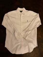Ralph Lauren Men's Dress Shirt Blue and Pink Plaid Button-Down Classic 15 32/33