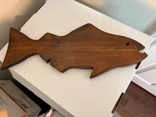 Vintage Handcrafted Solid Oak Wood Fish